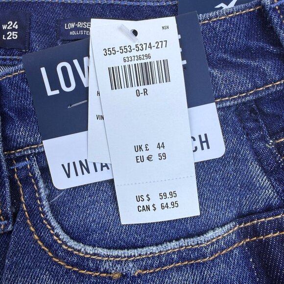 Hollister Womens Blue Cotton Low-Rise Crop Boyfriend Jeans Size W24 L25 - New - Picture 14 of 15